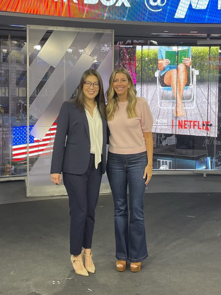 Blackstone SPANX: Ann Chung and Sara Blakely on the set of CNBC Squawkbox.