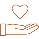 Heart in hand icon