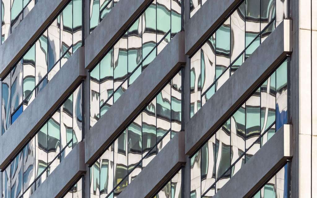 Glass window panes on building