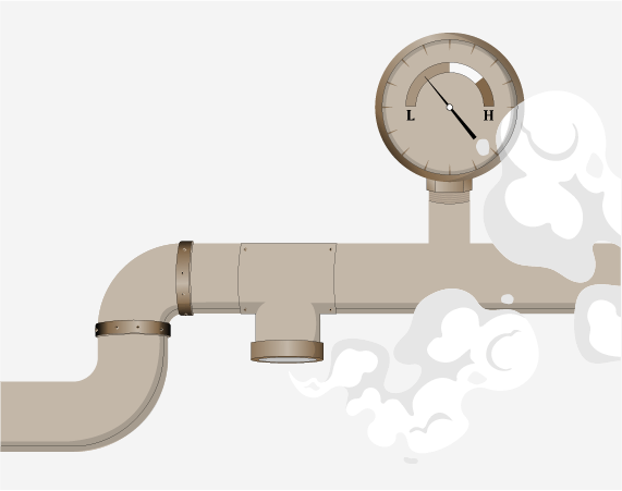 Pressure releasing from a pipe graphic