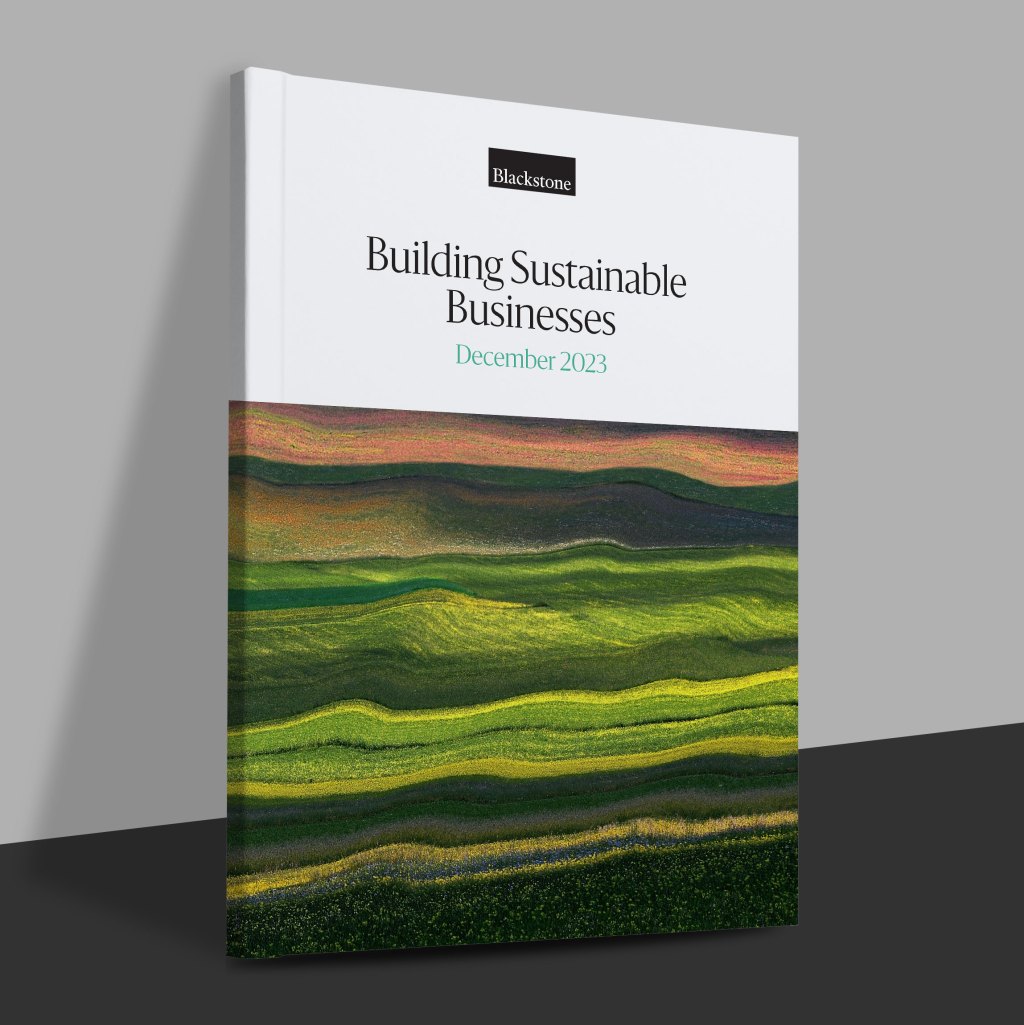Cover of Blackstone's "Building Sustainable Businesses" report, 2023